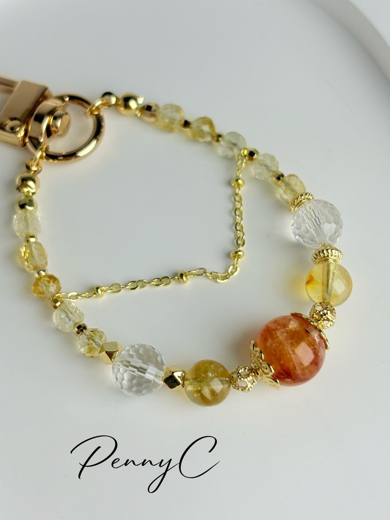 水晶吊饰 手机吊饰 红胶花 黄水晶 白水晶 招财 增加桃花运 贵人 - 吊饰 - 水晶 