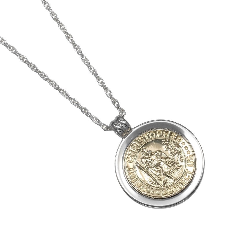 【日本直送】蒂芙尼 项链 Saint Christopher 纯银925 K18YG 黄K金 约14.43g TIFFANY&Co.【二手】A级 - 项链 - 银 银色