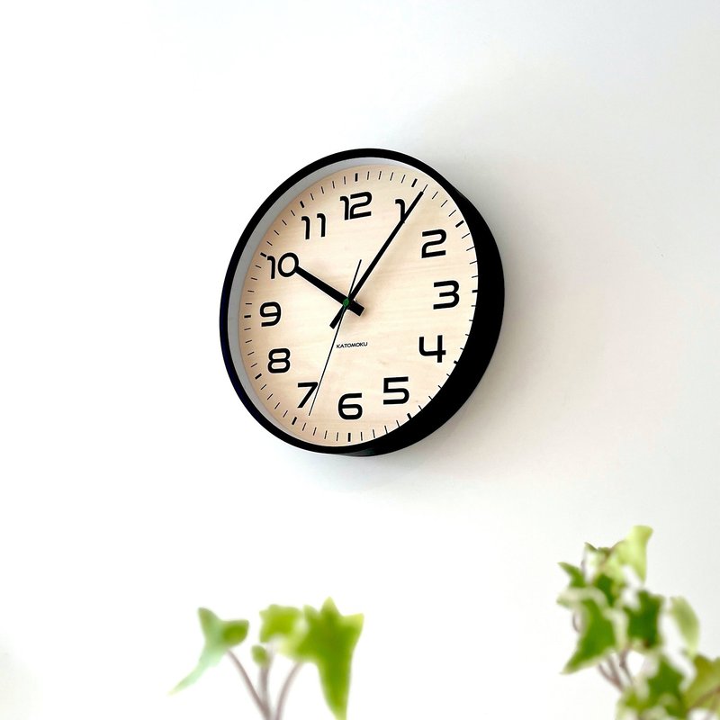KATOMOKU plywood clock 23 黑色 (km-145BK) 挂钟 日本制造 - 时钟/闹钟 - 木头 黑色