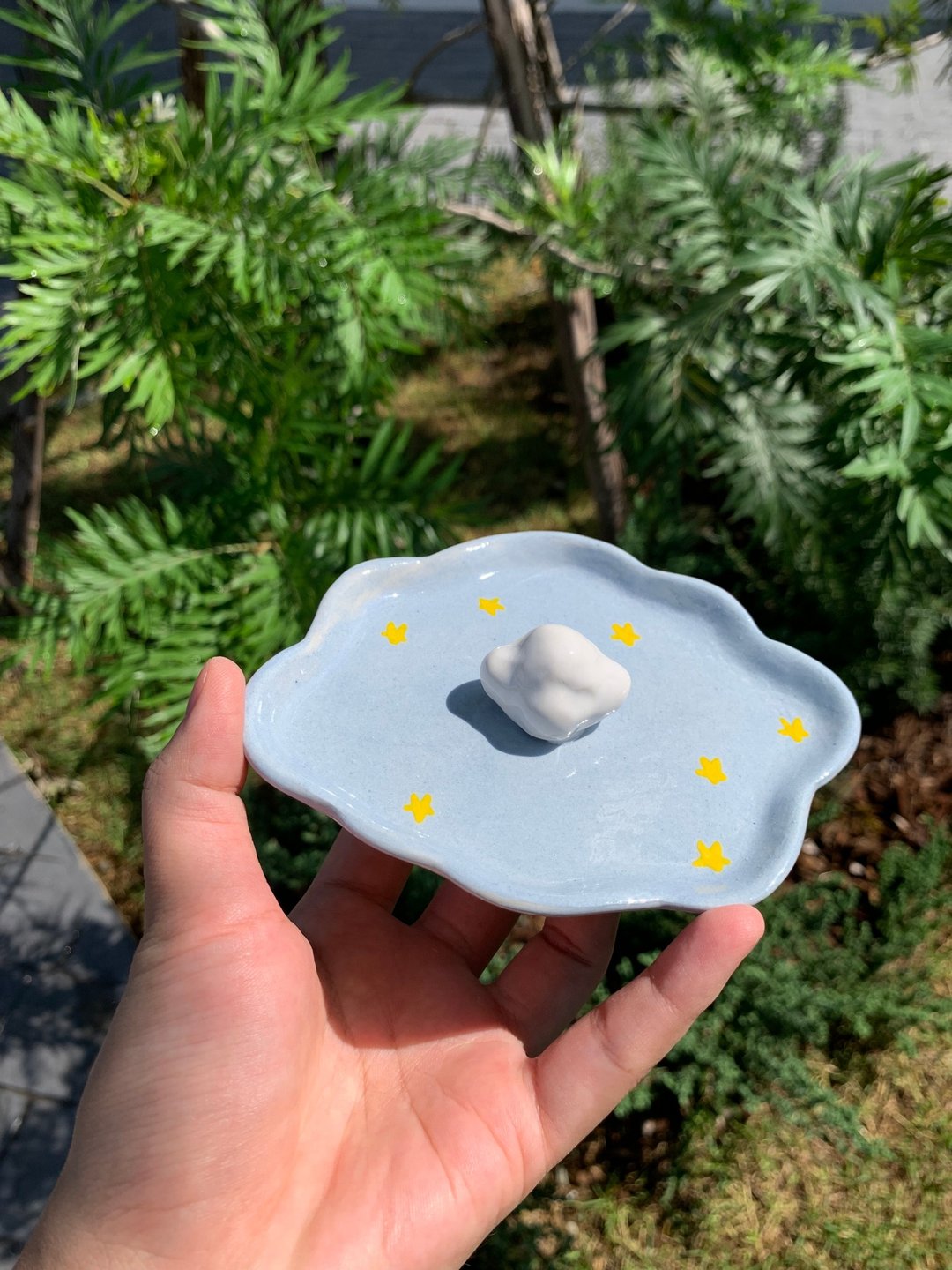 陶瓷迷你云朵星盘 - 花瓶/陶器 - 陶 白色