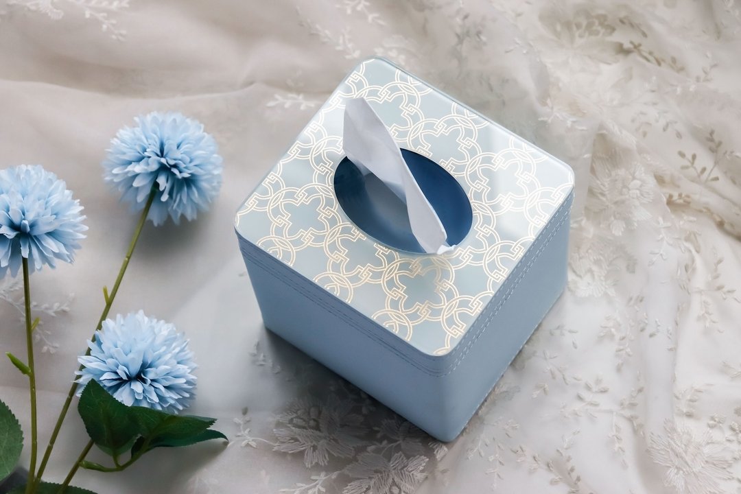 【织光流年】面纸盒 - 纸巾盒 - 玻璃 蓝色