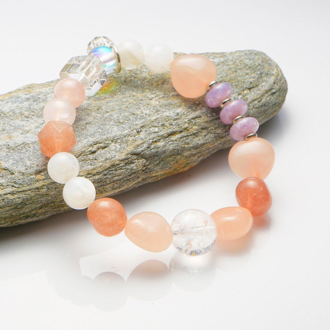 012601七轮调和手串/粉晶/白月光/天然晶石/能量石/原生态/疗愈 - 手链/手环 - 水晶 多色