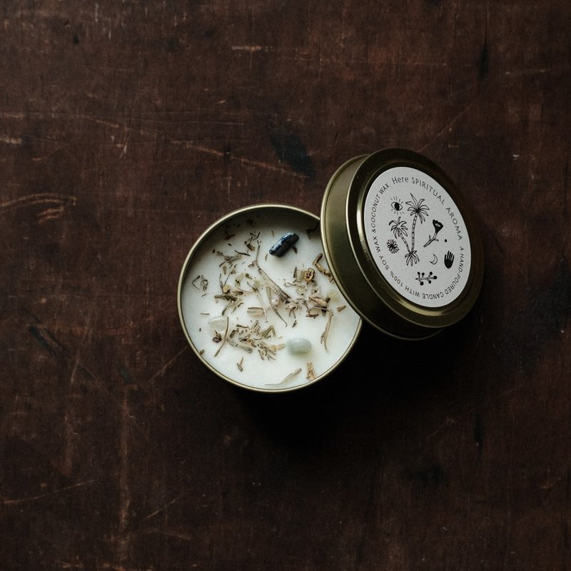 财富 健康 | 草药能量蜡烛罐 蓝鼠尾草 - 蜡烛/烛台 - 蜡 金色