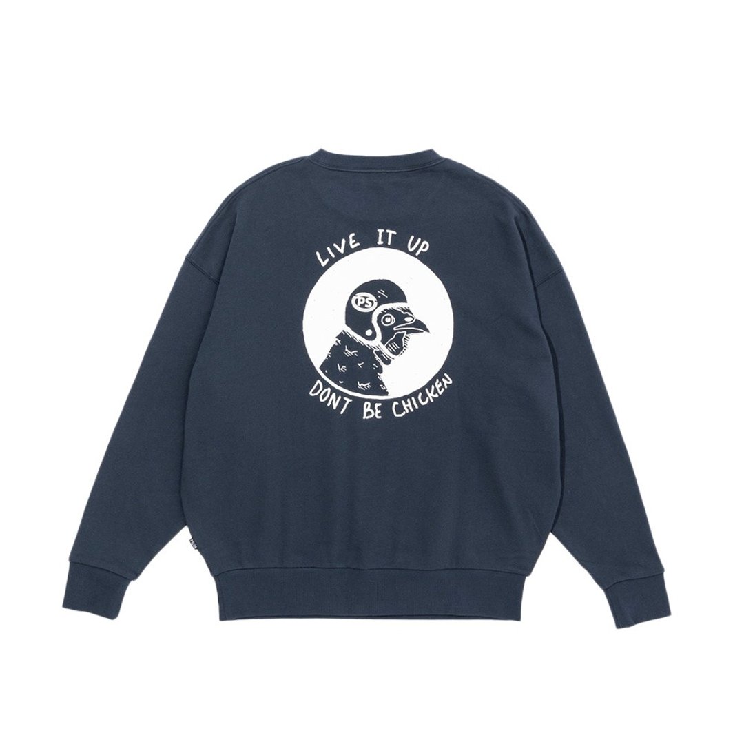 日本限定 POLER CHICKEN CREW 宽松版卫衣 / 休闲上衣 / 蓝色 - 中性连帽卫衣/T 恤 - 其他材质 蓝色