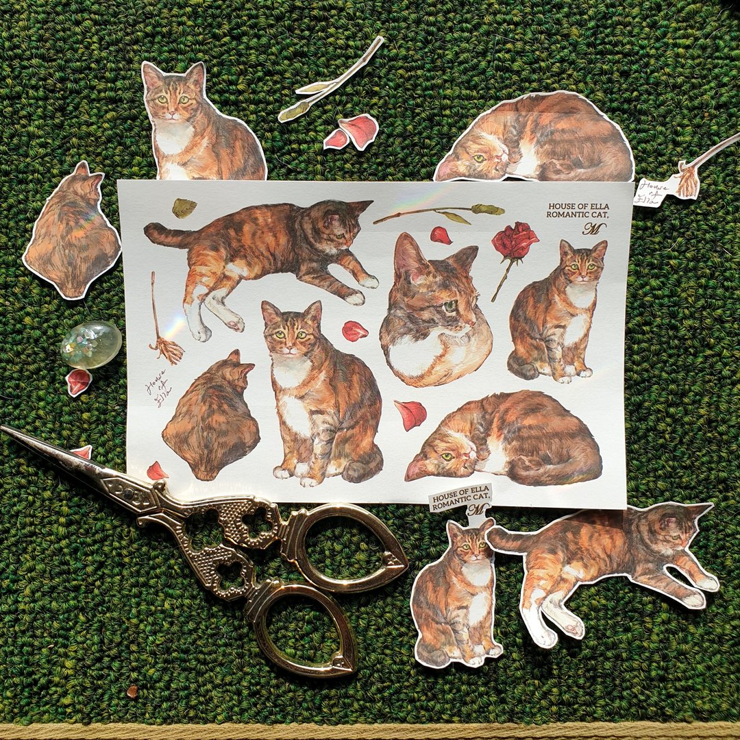 猫咪 INS 风贴纸 - 贴纸 - 纸 白色