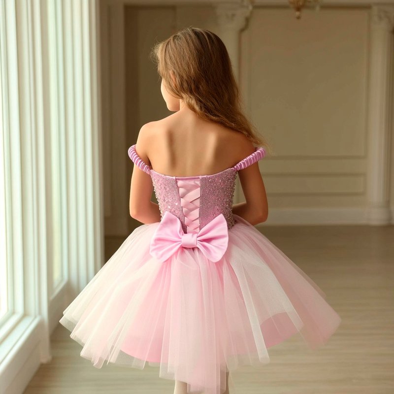 浅粉色缎面连衣裙 适合小孩子 闪亮的粉色裙子 - 童装礼服/连衣裙 - 其他材质 多色