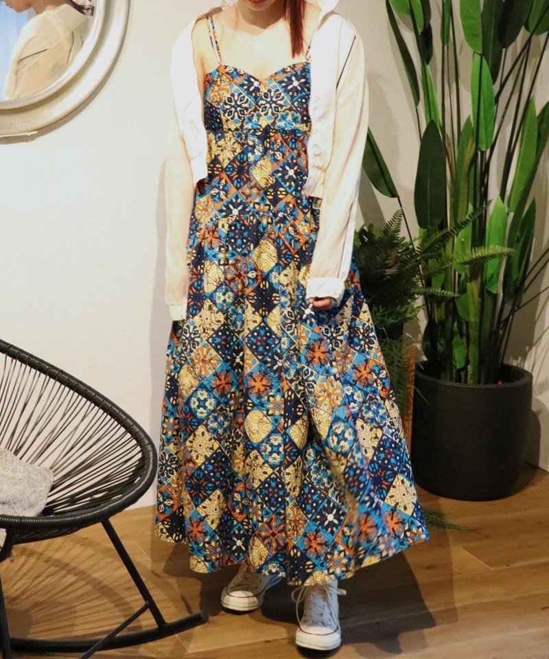 AFRICA CAMISOLE DRESS 156/MOSAIC - 洋装/连衣裙 - 聚酯纤维 蓝色