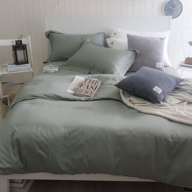 【OLIVIA 】DR9000绿豆沙Pure100支天丝 床包枕套组/床包被套组 - 寝具 - 环保材料 