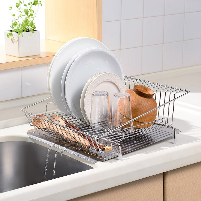 日本AUX 排水式方形沥水篮 - 收纳用品 - 不锈钢 银色