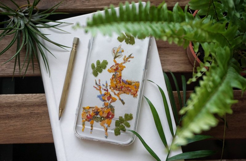 碎花系列 奔往相遇的小鹿// 植物标本 押花手机壳 iphone X/8/8plus/ 5/5s/SE/6/6s/6 plus/6s plus/7/7plus/Samsung S4/S5/S6/S6Edge/S7/S7Edge/S8/Note3/Note4/Note5/Note8 - 手机壳/手机套 - 硅胶 