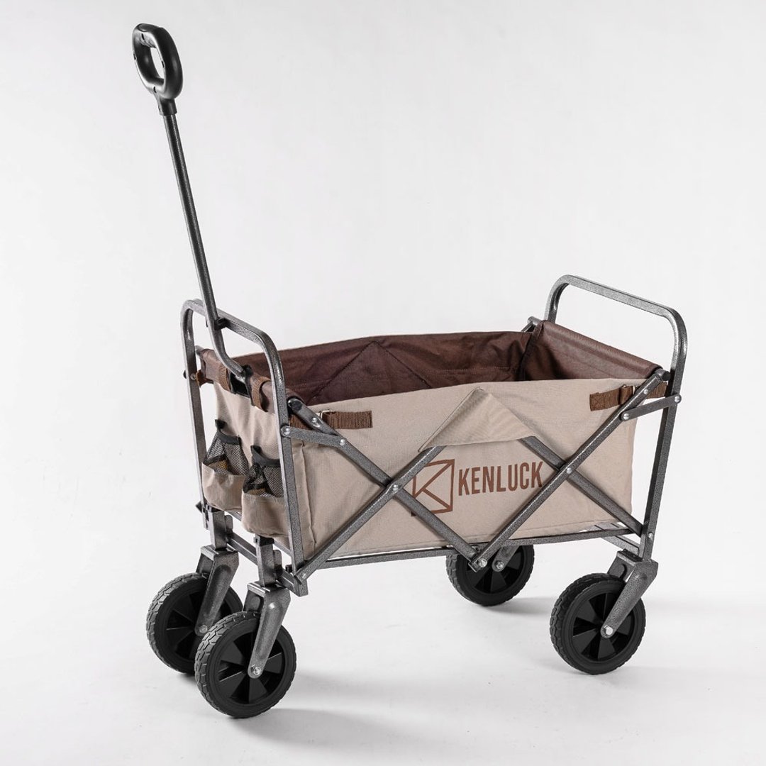 KENLUCK Wagon MINI 迷你款 多功能折叠手拉车-摩卡色 - 露营用品 - 其他金属 卡其色