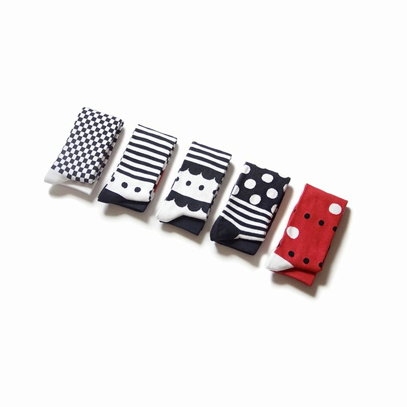 五款高筒袜 ,五双一组- imakokoni - 袜子 - 棉．麻 黑色