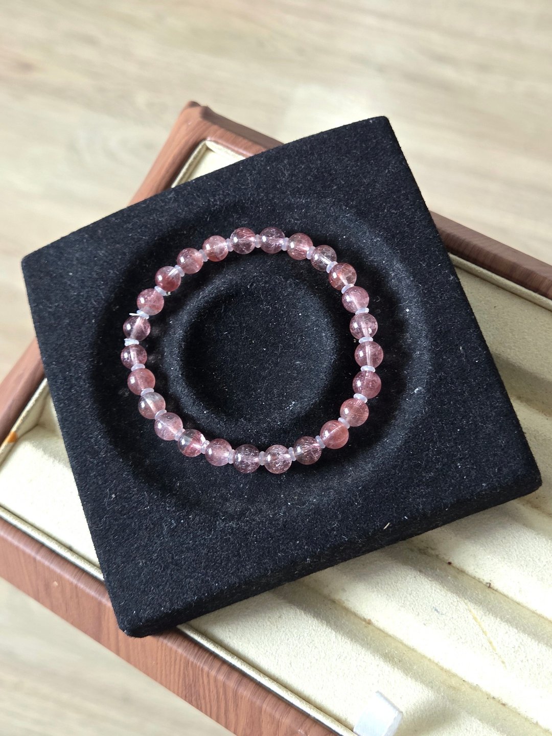 小精品 橘粉金沙超七 稀有糖果超七 水晶手链手串 6MM 全 - 手链/手环 - 水晶 粉红色
