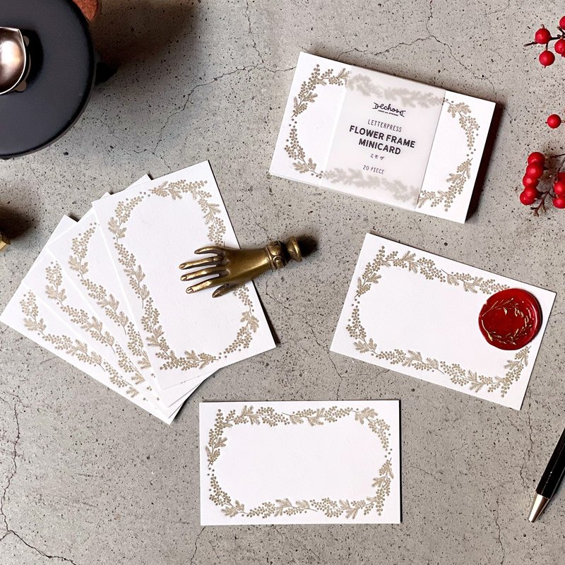 花框迷你卡 - 含羞草 / 平版印刷 - 卡片/明信片 - 纸 金色