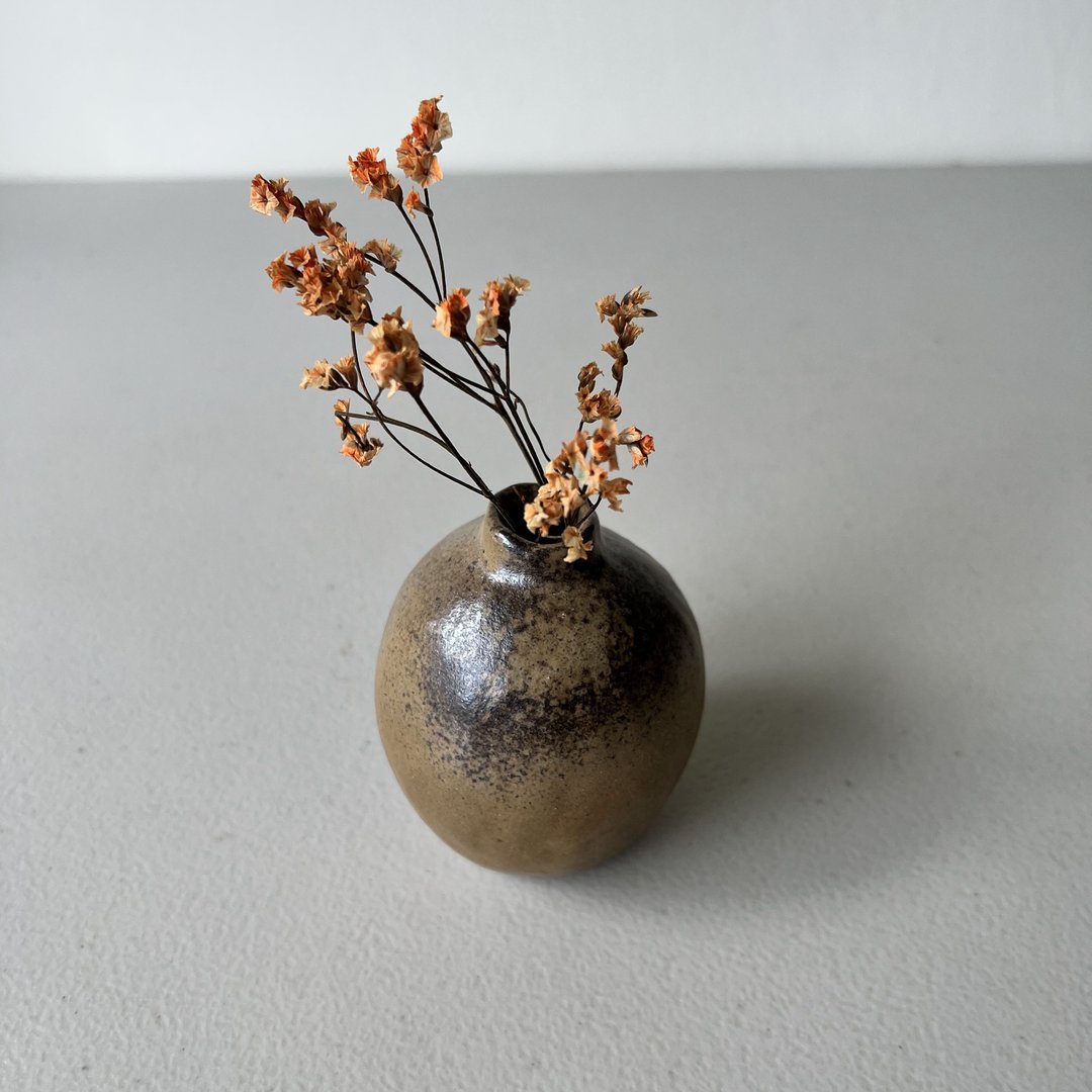 深褐 柴烧手作陶花器 花瓶 - 花瓶/陶器 - 陶 咖啡色