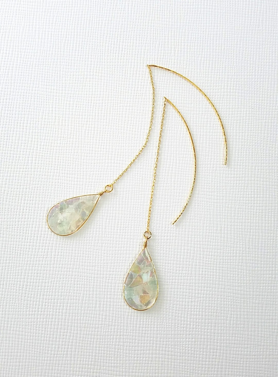 moonlight mosaic drops pierced earrings or clip&screw earrings - 耳环/耳夹 - 树脂 透明