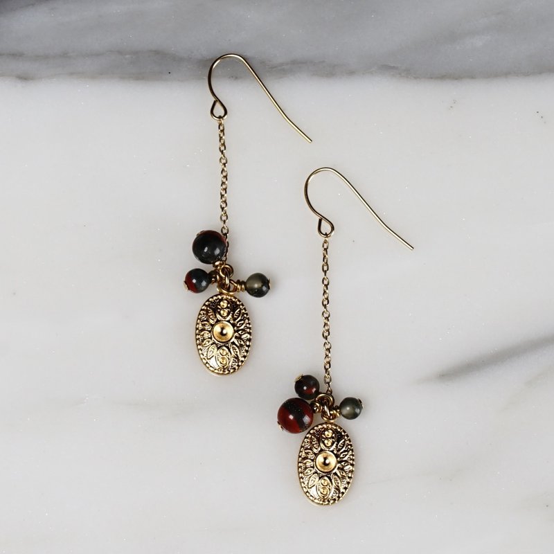 法国独立设计师 巴黎工坊匠人手作 AKHATÊS 耳环 - 耳环/耳夹 - 铜/黄铜 金色