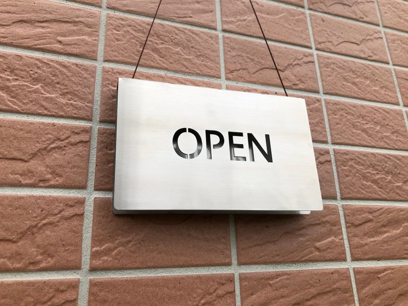 OPEN CLOSED 不锈钢双面标示牌可翻转 营业中 休息中 挂牌 - 门帘/门牌 - 不锈钢 银色