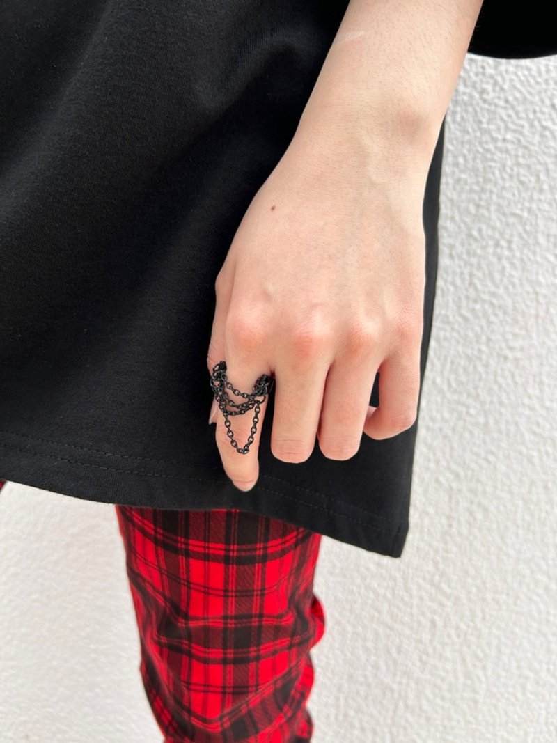 链条戒指│黑色│银色│#13│hellcatpunks│hcp-ac-0266 - 戒指 - 铜/黄铜 黑色