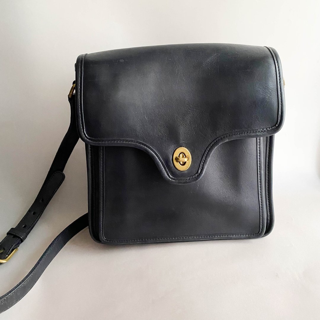 中古Coach│斜背包│侧背包│单肩包│真皮手袋│女友礼物│古着 - 侧背包/斜挎包 - 真皮 黑色