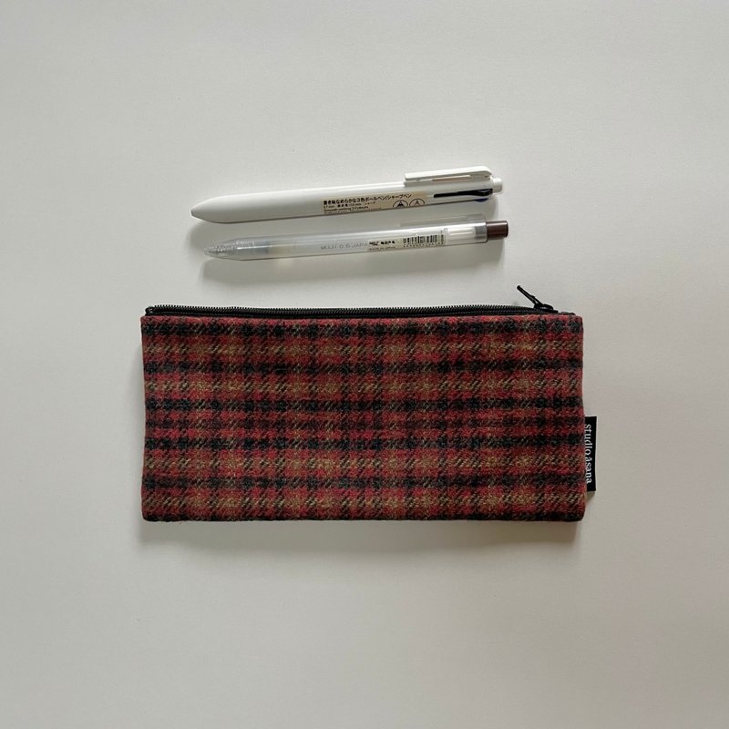 斜纹布笔袋 (绯红棕) - 铅笔盒/笔袋 - 棉．麻 咖啡色