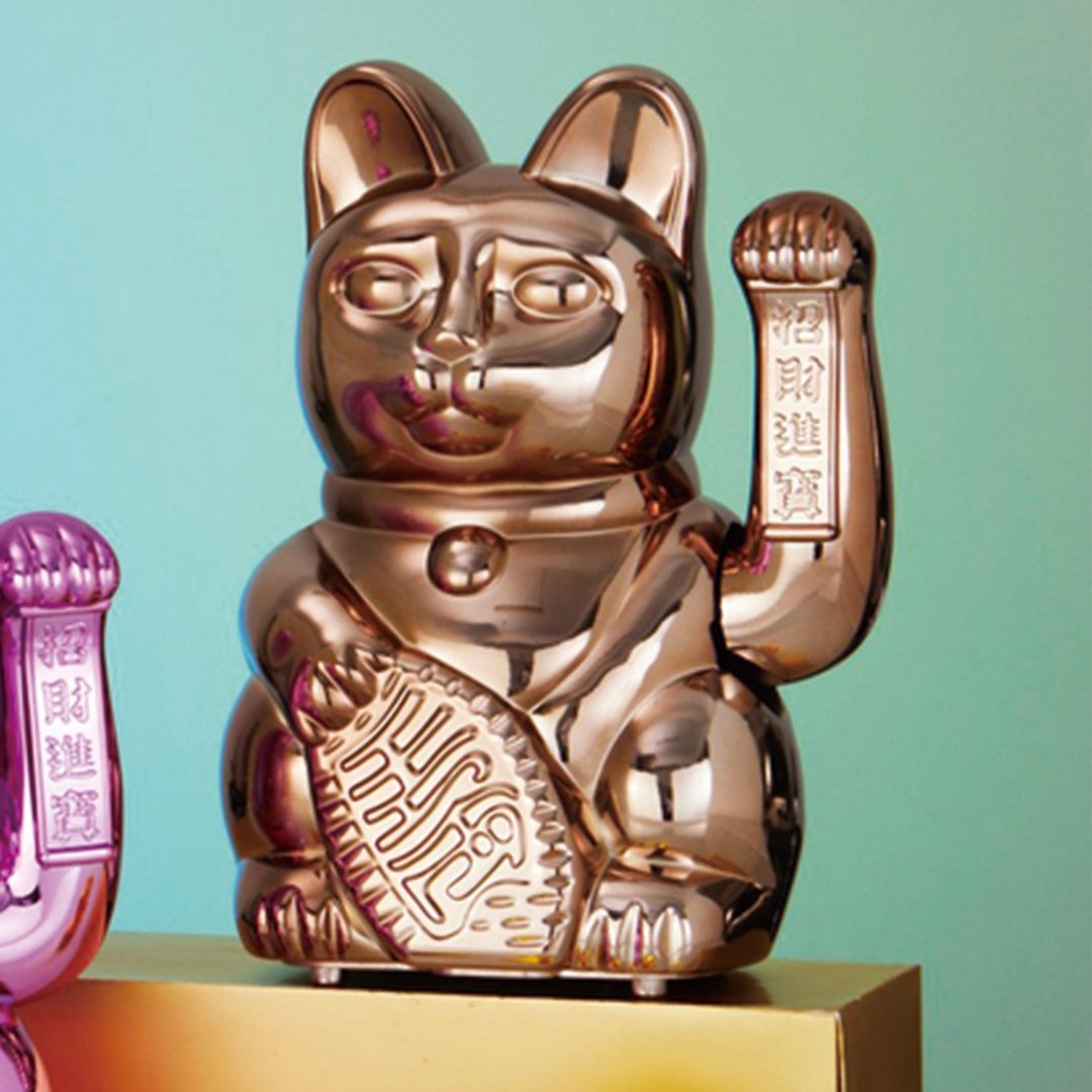 Jumbo Lucky Cats 特大号幸运缤纷自动招手招财猫-幸运钛黑色 - 玩偶/公仔 - 其他材质 金色