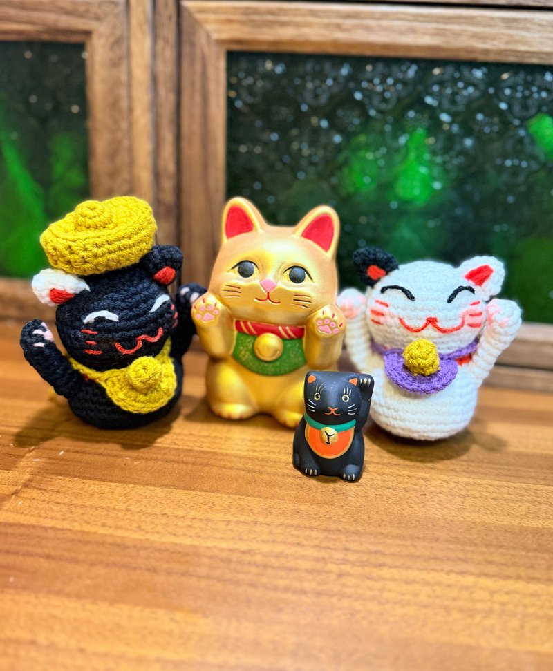 消灾解厄 钩织招财招福猫 颜色可客制 - 摆饰 - 棉．麻 多色