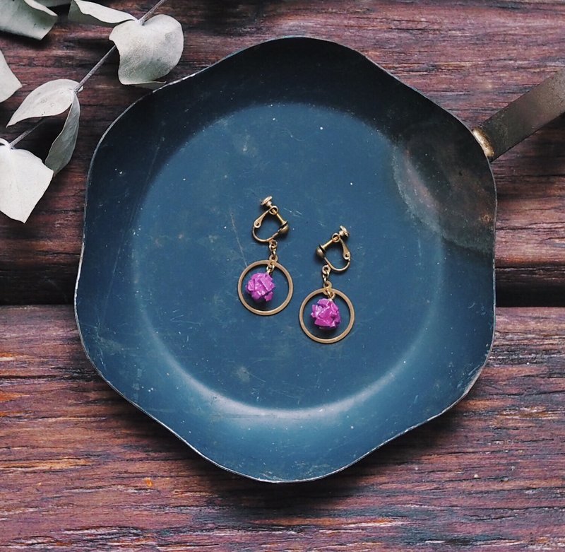 耳勾 耳夹 耳环 紫色星球 - 耳环/耳夹 - 其他材质 紫色