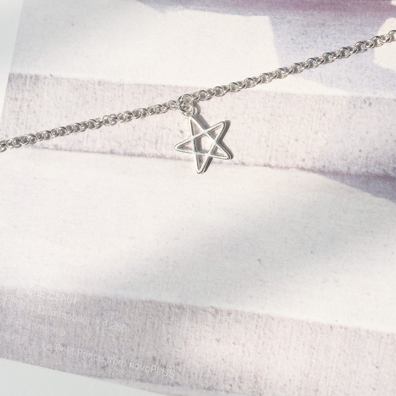 一闪一闪亮晶晶 | 五芒星 | 纯银手链 - 手链/手环 - 纯银 银色