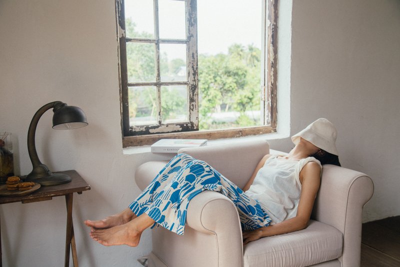 MulMul 蓝森林阔腿裤 - 中性裤装 - 棉．麻 蓝色