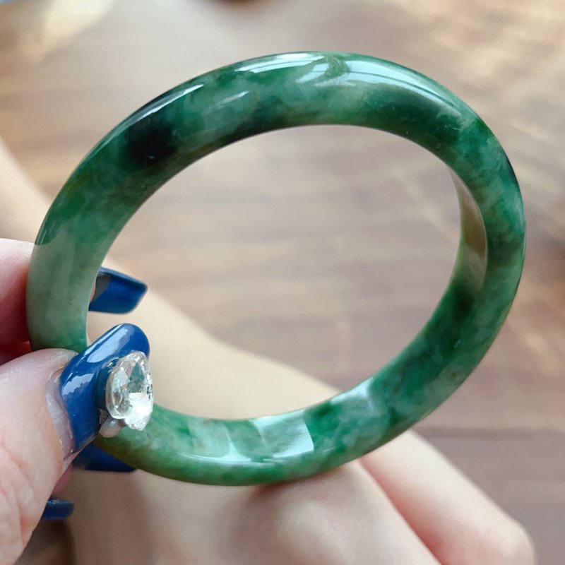 飘绿花翡翠手镯 | 19围 | 天然缅甸玉翡翠A货 | 送礼 - 手链/手环 - 玉石 绿色