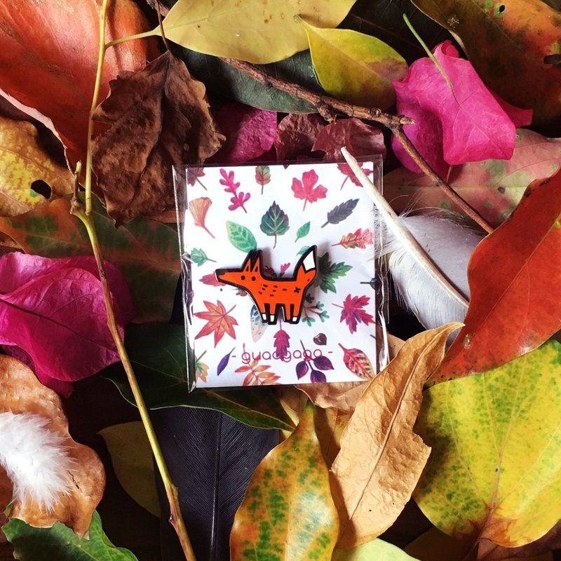 小狐狸 金属别针 - 徽章/别针 - 其他金属 橘色