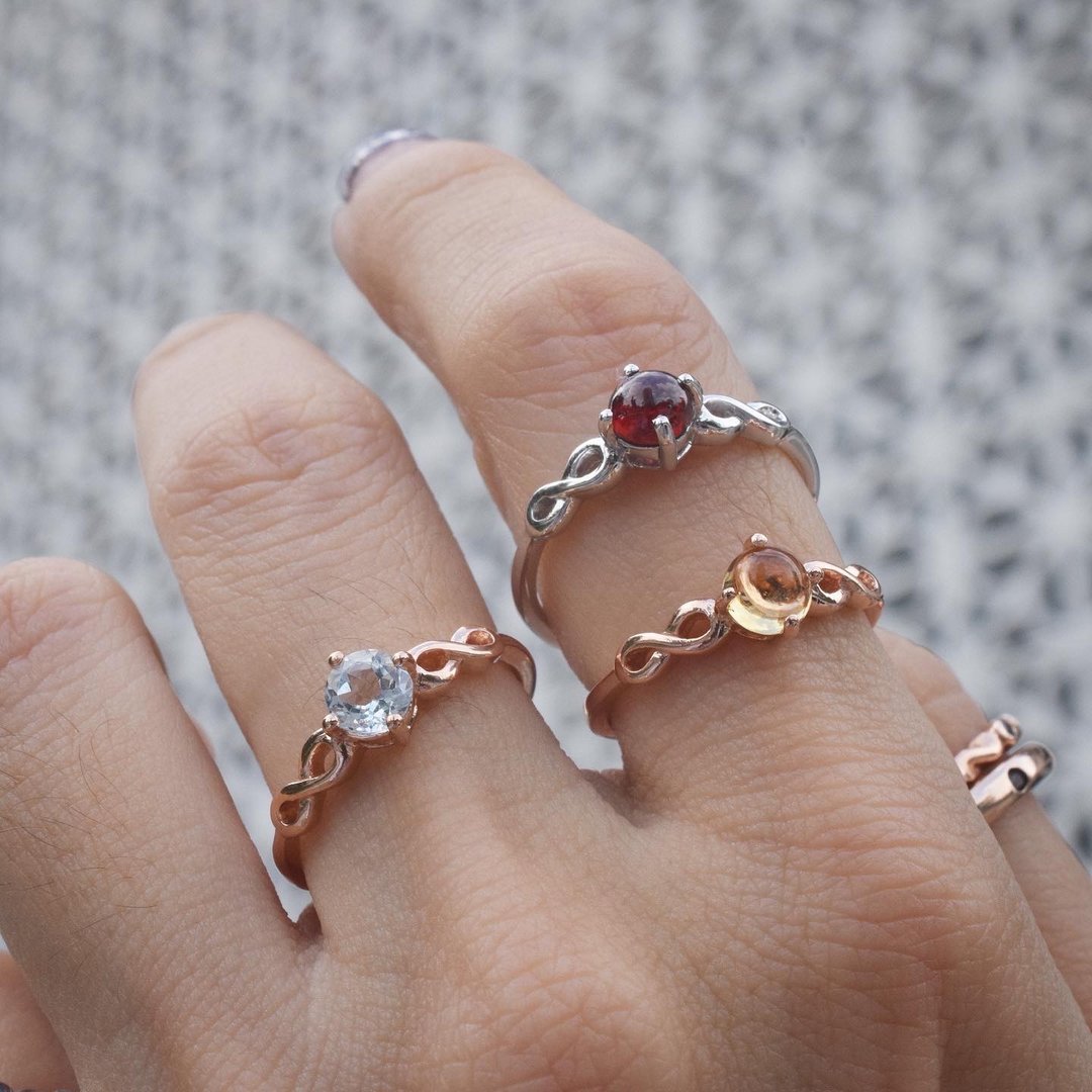the infinity gemstone ring #minimring R359 - 戒指 - 纯银 