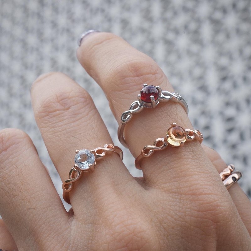 the infinity gemstone ring #minimring R359 - 戒指 - 纯银 