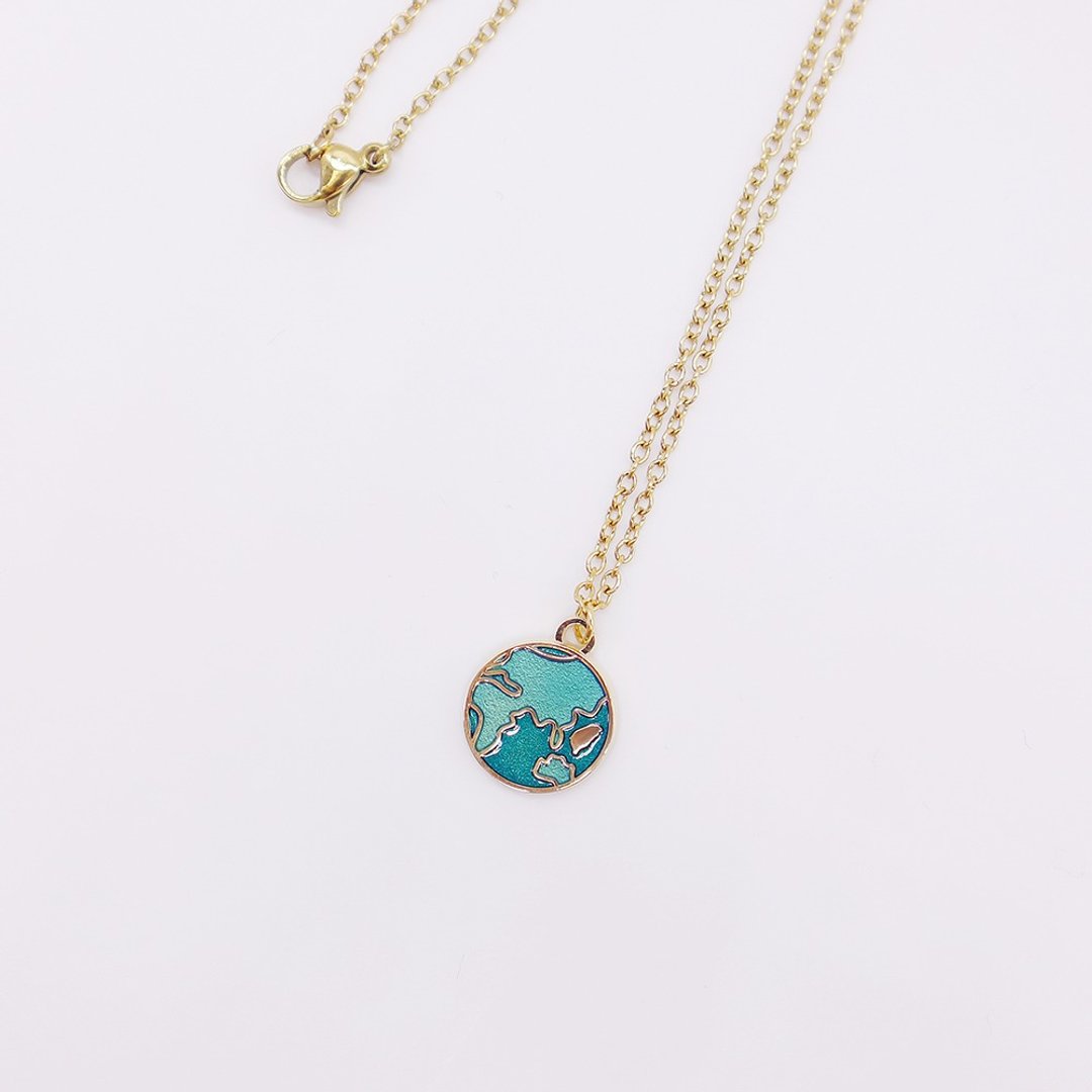 【卡片项链Card Necklace】台湾文化 太空款-宇宙地球 - 项链 - 其他金属 