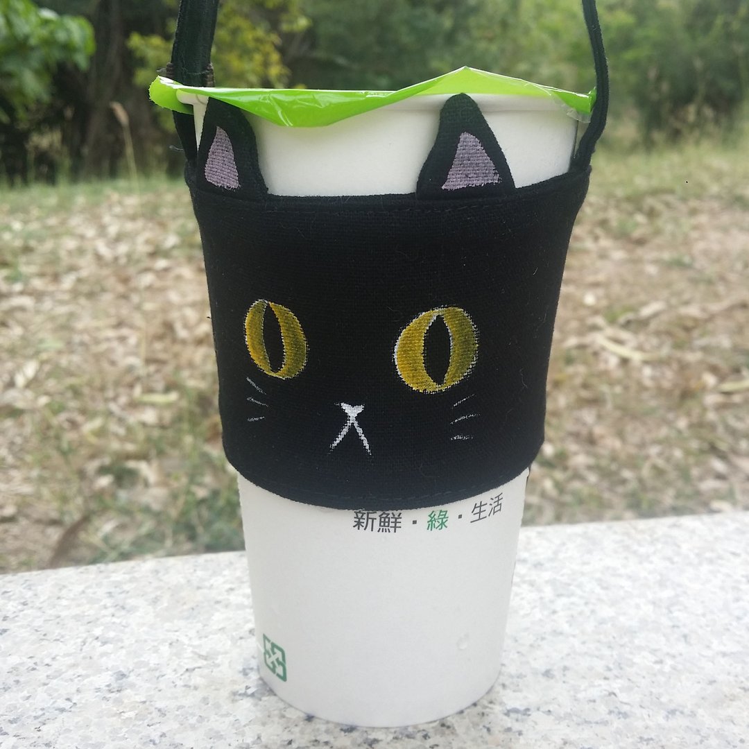 猫咪提杯套/饮料提袋 - 随行杯提袋/水壶袋 - 棉．麻 多色