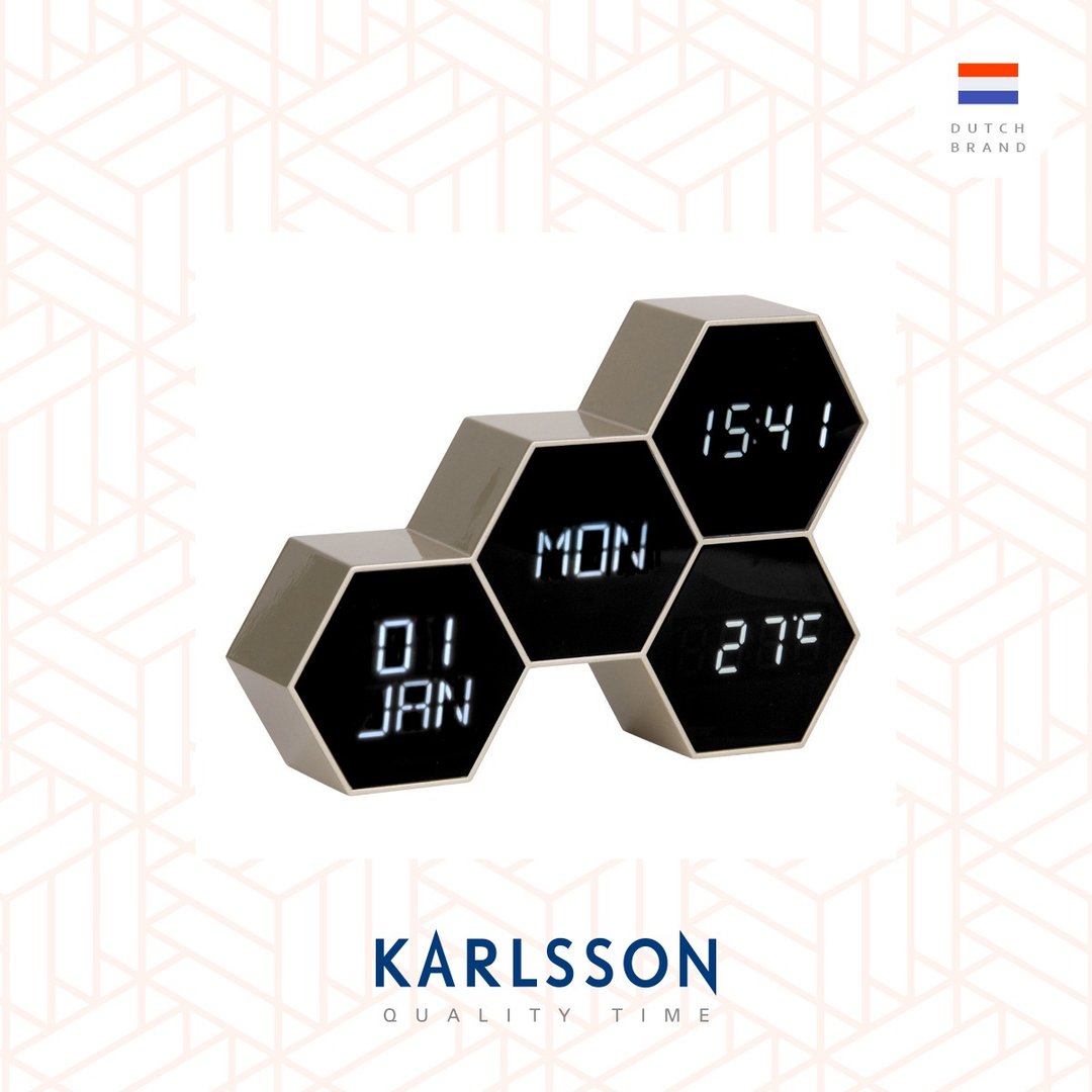 荷兰Karlsson,LED Alarm clock Six in the Mix painted gold - 时钟/闹钟 - 橡胶 金色
