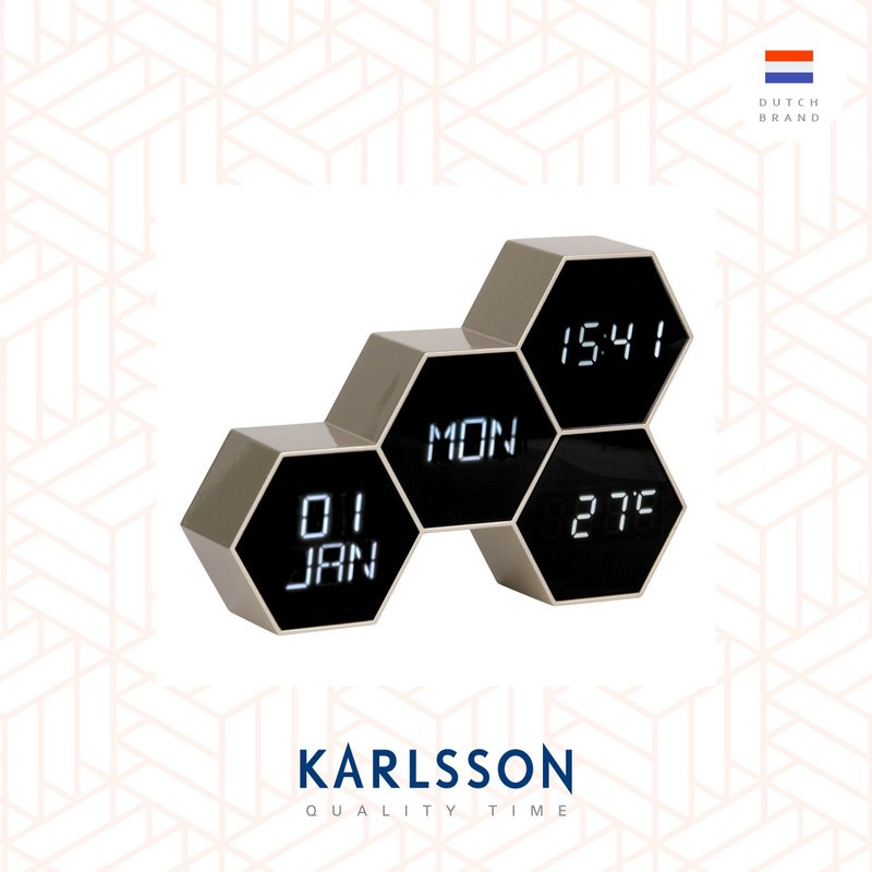 荷兰Karlsson,LED Alarm clock Six in the Mix painted gold - 时钟/闹钟 - 橡胶 金色