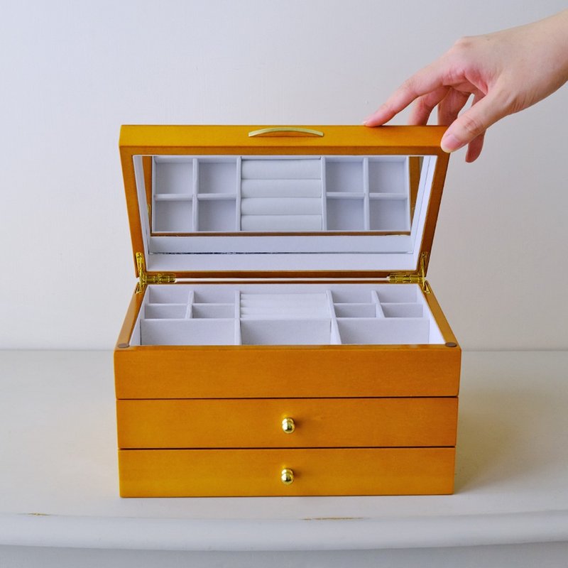 【Ms. box 箱子小姐】英式古典木制珠宝盒/饰品盒(原木拼花) - 收纳用品 - 木头 橘色