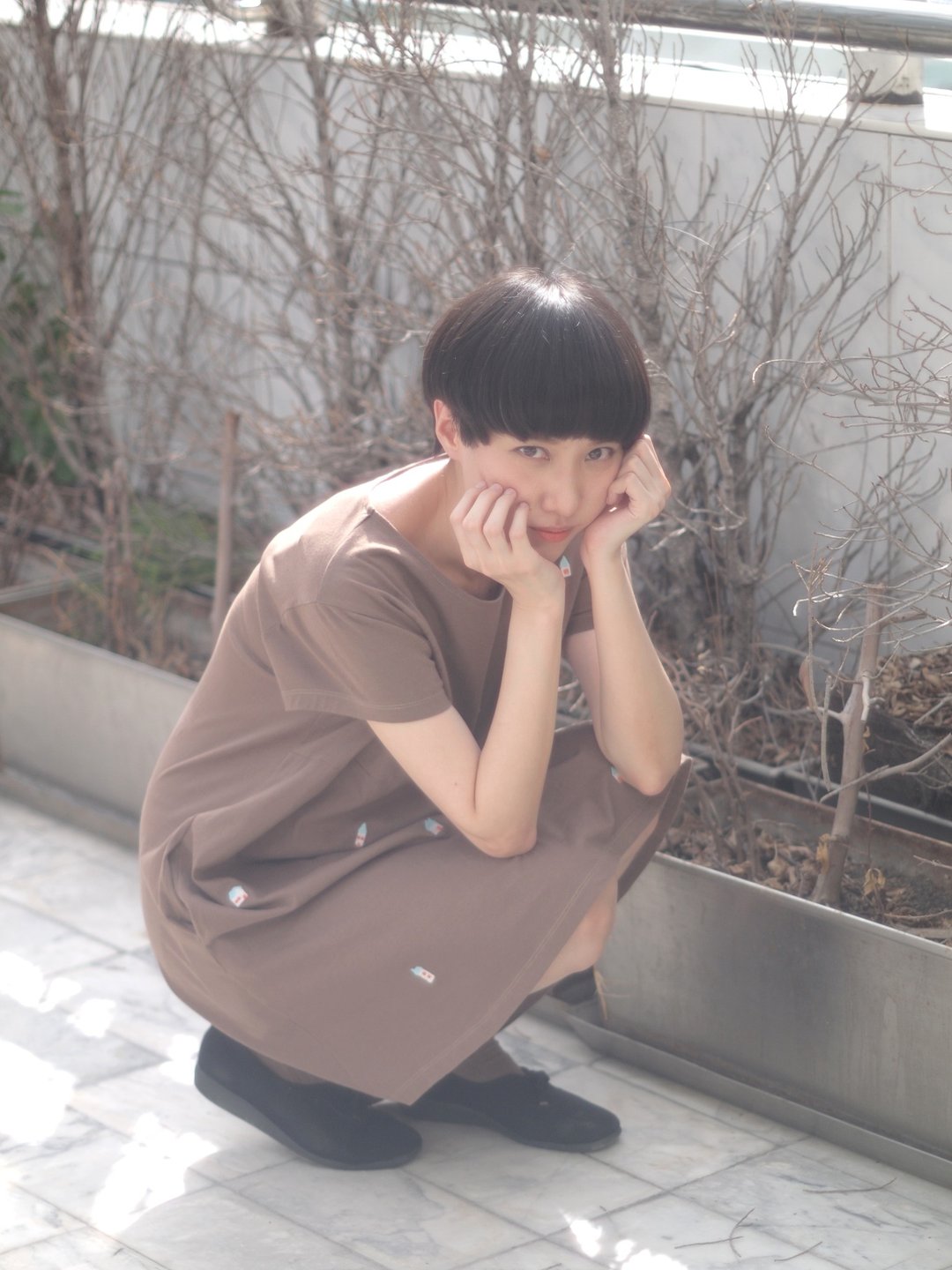 little house dress : brown - 洋装/连衣裙 - 棉 咖啡色