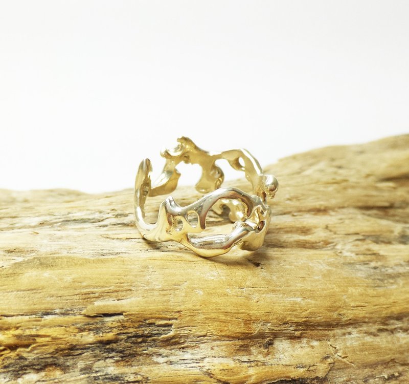 流动水草。925纯银戒指 - 戒指 - 其他金属 白色