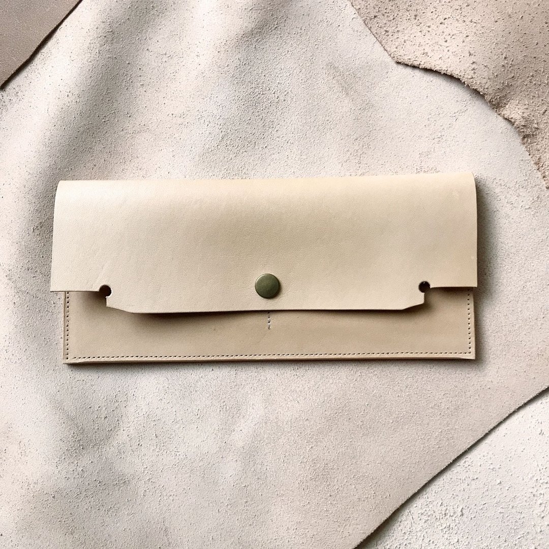 版师风格长夹_超薄极简4卡层_双钞票层(可放置零钱)_原皮色 - 皮夹/钱包 - 真皮 橘色