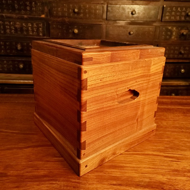 老日本 正方火盆炉 厚实木 榉木方炉铜内里 - 其他 - 木头 咖啡色