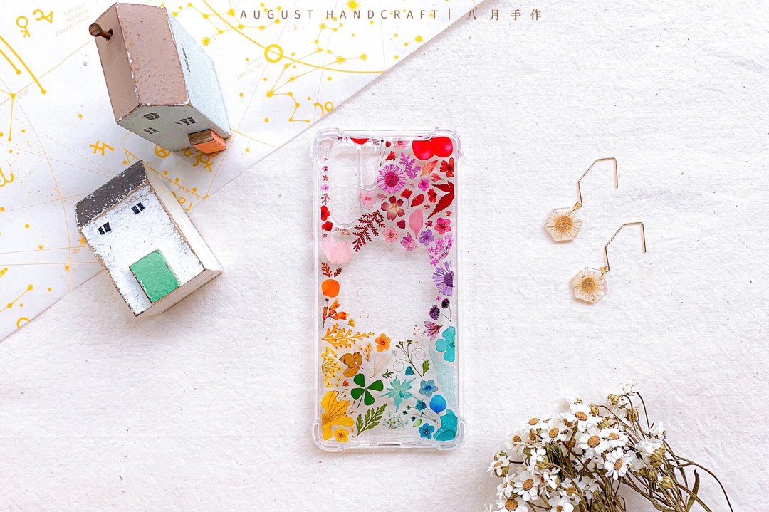彩色系 真花 押花手机壳 Rainbow UniquePressed Flowers Phone Case - 手机壳/手机套 - 植物．花 多色