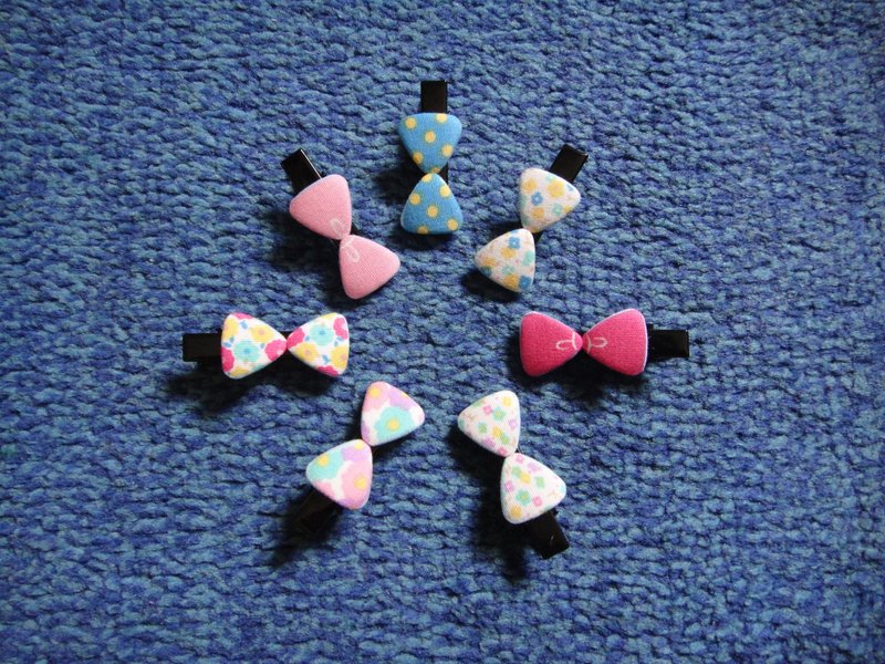 蝴蝶结系列01 钮扣鸭嘴短夹 TTAMBX71 - 发饰 - 棉．麻 