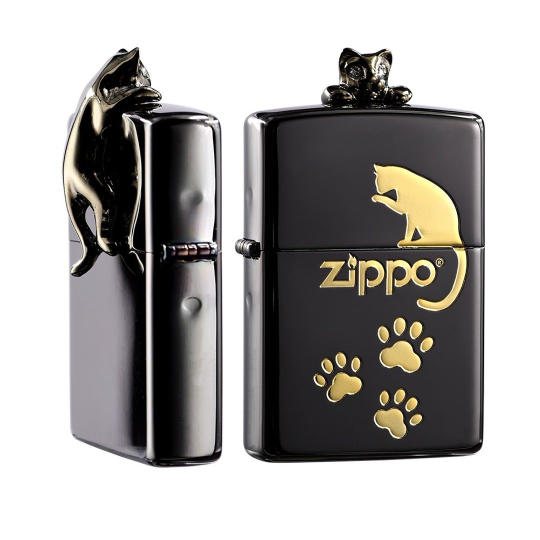 【ZIPPO官方旗舰店】爬墙猫咪(黑冰)防风打火机 ZA-3-178A - 其他 - 铜/黄铜 黑色