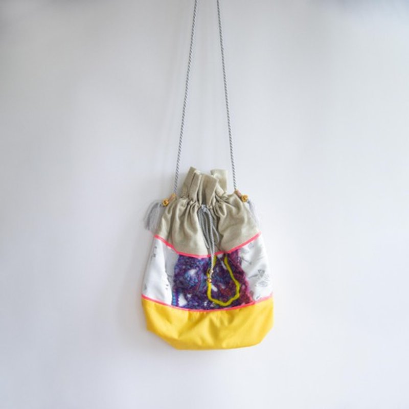 东方单肩包（黄） - 侧背包/斜挎包 - 棉．麻 黄色