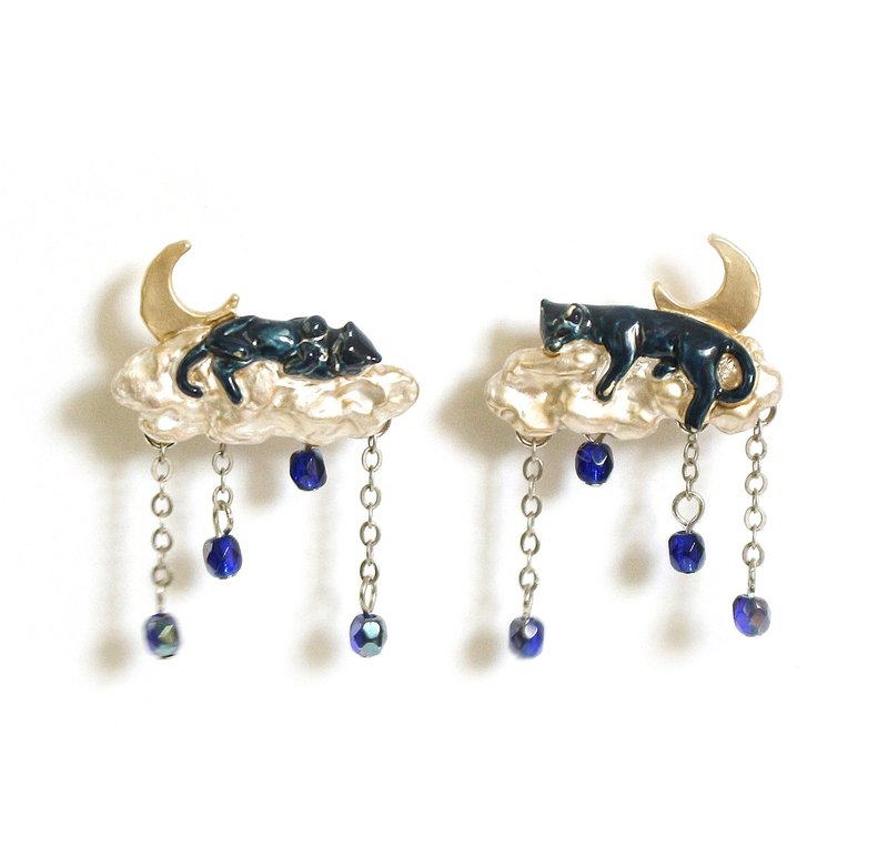 Cat & Cloud Cat and Cloud Earrings PA483 - 耳环/耳夹 - 其他金属 蓝色
