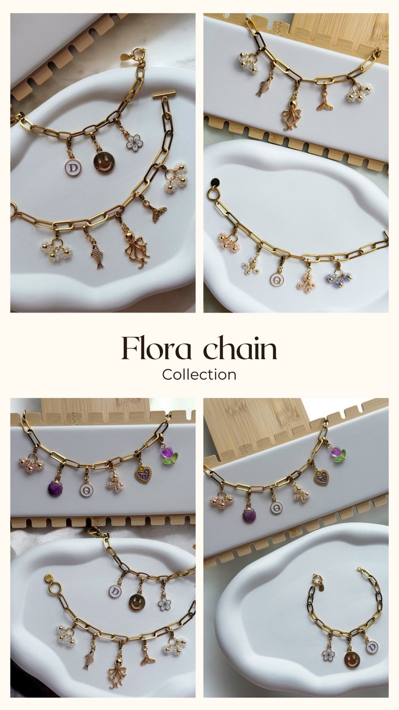 Flora Chain - 手链/手环 - 不锈钢 金色