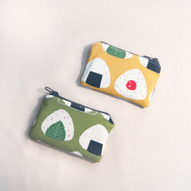 现货手作可爱饭团零钱包小包钥匙包-绿/黄(附圣诞礼物包装) - 零钱包 - 棉．麻 绿色